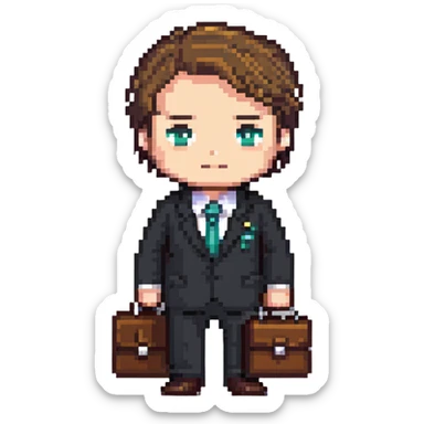 chibi businessman in suit with briefcase sticker