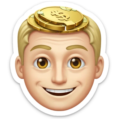 apple imoji man with money eyes smiling and winking sticker