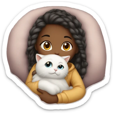 White Girl cozy with cat  sticker