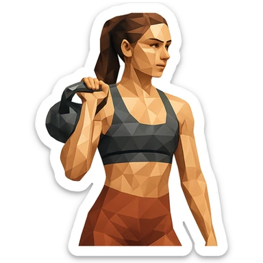 sport girl with kettlebell sticker