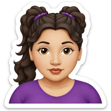  plus size light skin latino women with wavy dark hair in pony tail flat wide nose  sticker
