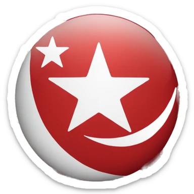 A flag with a white crescent and star with a red background sticker
