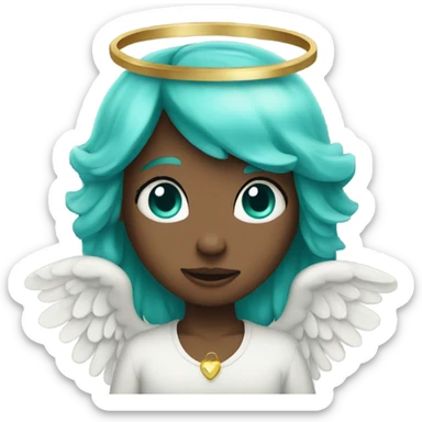 An angel with a turquoise heart sticker
