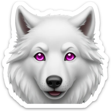 white wolf with dark pink eyes bells sticker