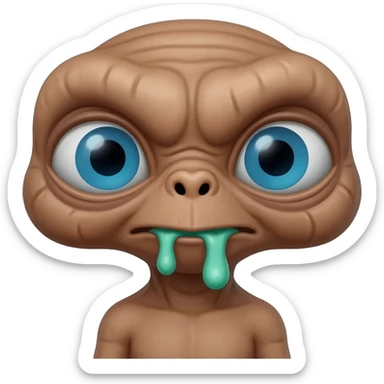 E.T. The Extra-Terrestrial from the movie barfing sticker