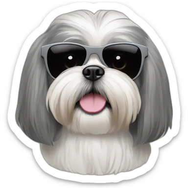 a grey shih tzu with sunglasses sticker