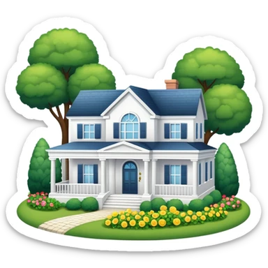 Casa Blanca de un piso con jardín sticker