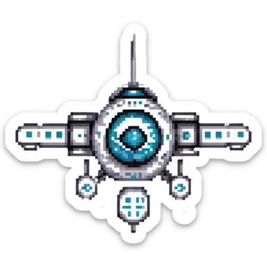 1960s retro space cruiser with round portholes sticker