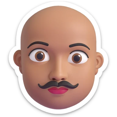 Oxumarê as a 37-year-old bald Black man with smooth oval head, indigenous facial features, mustache with goatee (no hair on sides of face), contour from chin to lips, and a beauty mark on left side below lip, Memoji style sticker