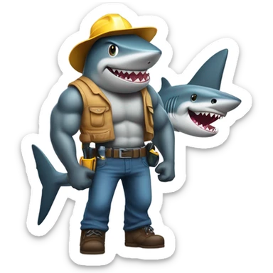 Muscly tradie thug shark sticker