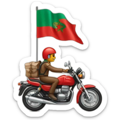 quelqu'un sur une moto avec le drapeau du Maroc derrière sticker