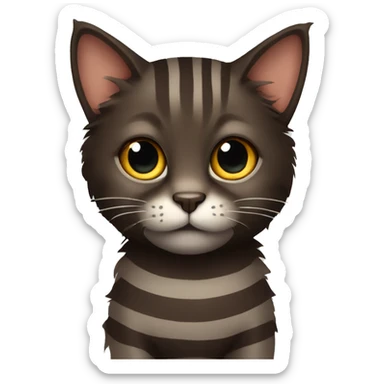 Dark brown fluffy cat with stripes sticker