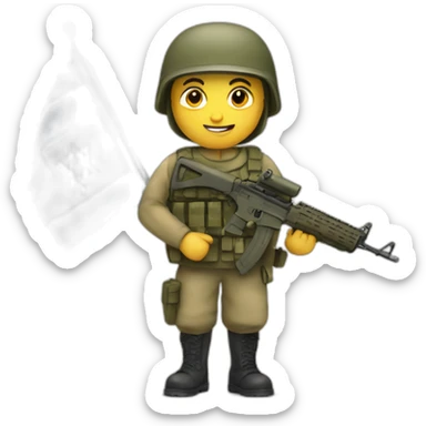 A soldier holds the flag of the State of Israel sticker