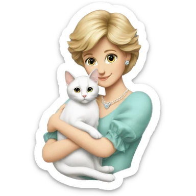 Princess Diana cuddling a cat sticker