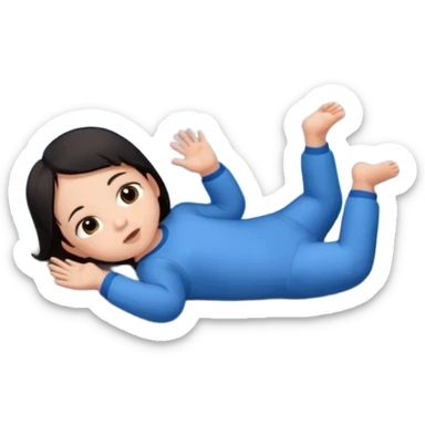 baby dark hair lying on ground by a river sticker