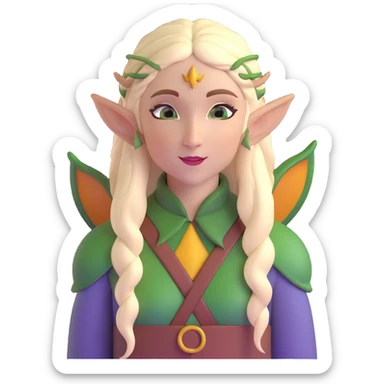 female elf with long hair and pointed ears sticker