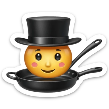 Cast iron pan wearing a top hat  sticker