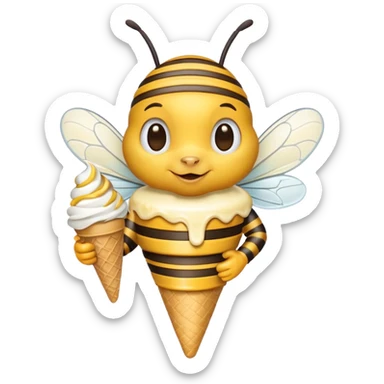 honeybee with ice cream in hand sticker