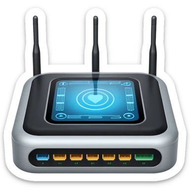 Can you create a picture for an AI LLM model router showing it as a hub connecting different LLMs? Can you make it look more professional?
 sticker