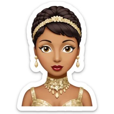 Josephine Baker with dark brown hair, cream sequin outfit sticker