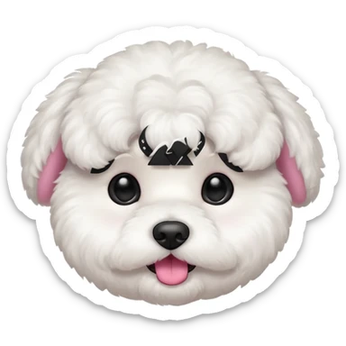 white bichon frise face with round head like popcorn hair sticker