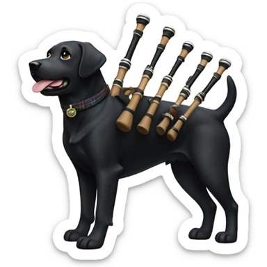 Black Labrador playing the bagpipes sticker
