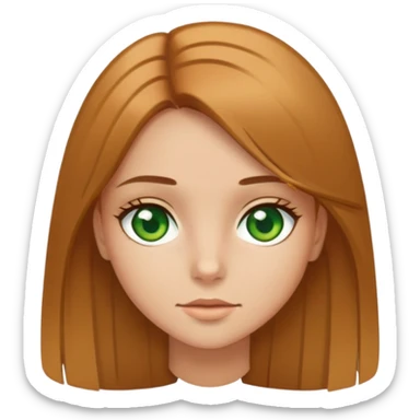 Green eyed girl with golden brown straight hair sticker