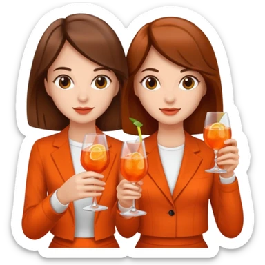 two medium brown haired girls with aperol sticker