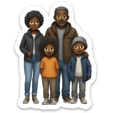 homeless family of black people sticker