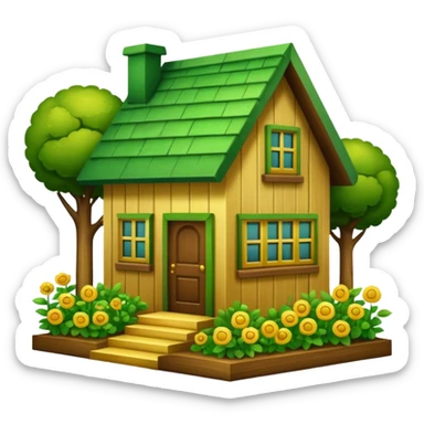 a home which has garden like and the home has slack emoji,  sticker