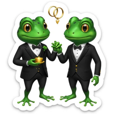 two frogs getting married sticker