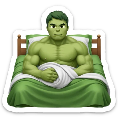 Incredible hulk sleeping lying down in bed under blanket eyes closed sticker