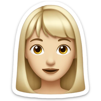 White women with vintage bangs and long light brown hair sticker