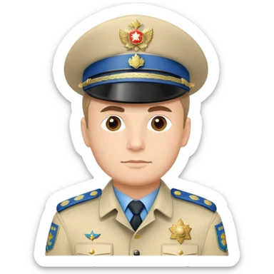 Russian policeman with traditional Russian police hat and uniform sticker