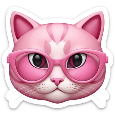 A 3D cartoon rose-pink cat-eye spectacle, glossy curved frame, soft reflections, isolated on plain background, Memoji-style. only glasses. sticker