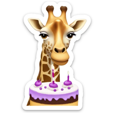 Giraffe with a purple cake  sticker