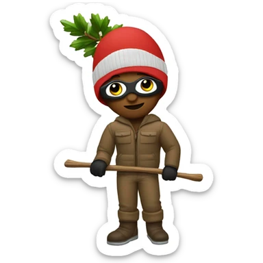 Make a diva with a tree branch and ski mask sticker