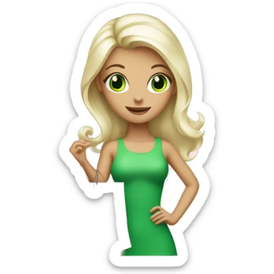 cute platinum blonde with green eyes surrounded by pink shopping bags sticker