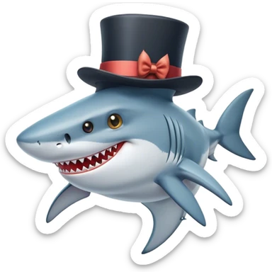 Shark with a top hat sticker