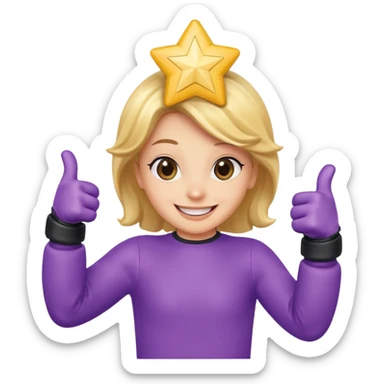 HD a smiling happy dancing toon star with both gloved hands doing thumbs up and blue background sticker