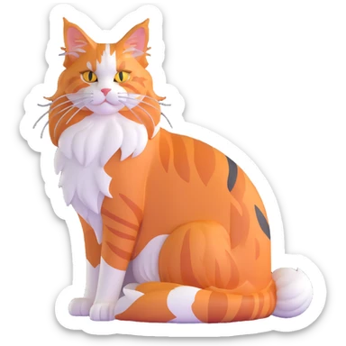 calico maine coon cat with orange, black and white patches sticker