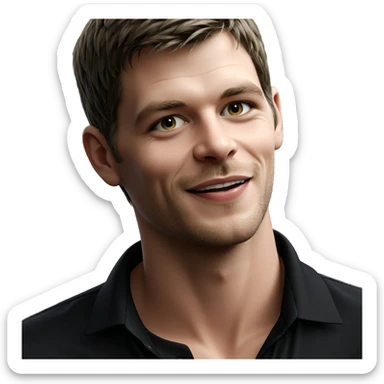 smiling boy in black shirt sticker