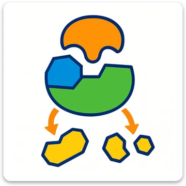 Ultra-detailed scientific illustration  (like in a school book) of enzyme digestion. Macro molecular view, clean white background, no text, no human figures or cartoon characters. Purely biological focus. sticker