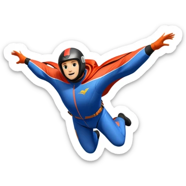 A wingsuit jumper soaring through the air between towering mountains, with the suit spread wide to catch the wind. The background features dramatic cliffs and expansive skies, emphasizing the thrill and freedom of base jumping in a stunning natural landscape. sticker