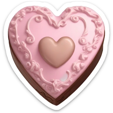 Pale pink Rococo heart chocolate box sticker
