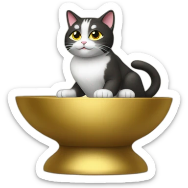 cat secretary sitting on top of the gold cloud sticker