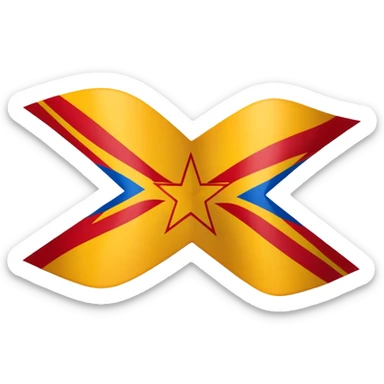 stylized Catalonian estelada flag emoji with vibrant red and yellow stripes, prominent blue triangle, white five-pointed star sticker