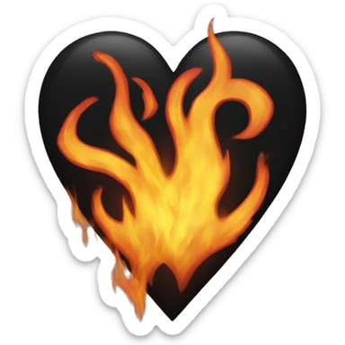 Black heart on fire sticker