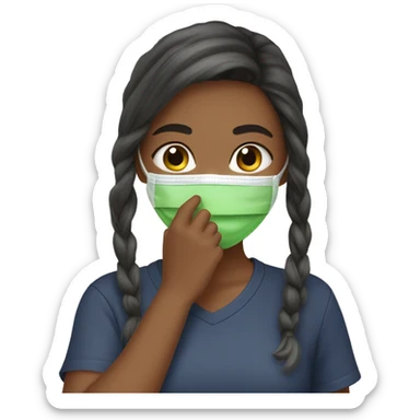 girl putting green face mask on sticker