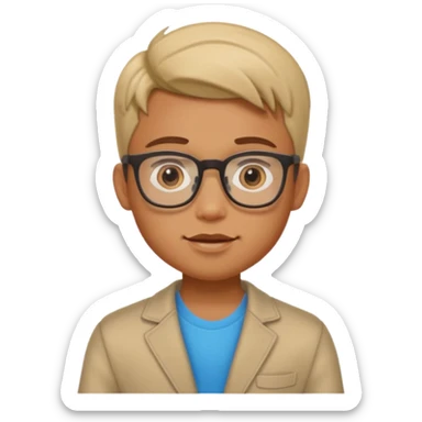 generate a pretty bratz boy with spectacles on, slightly healthy, tan sticker